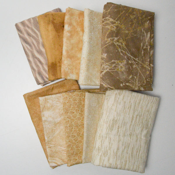 Beige + Tan Quilting Weight Fabric Bundle