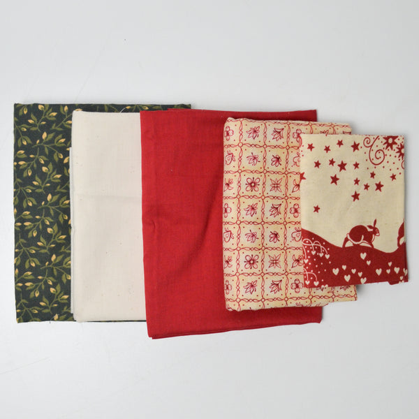 Red + Green Quilting Weight Woven Fabric Bundle