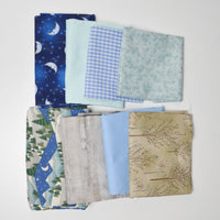 Blue + Tan Quilting Weight Woven Fabric Bundle