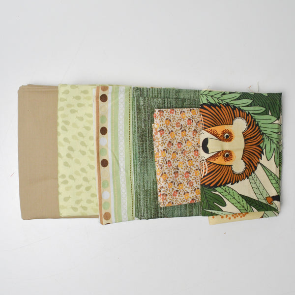 Green + Tan Quilting Weight Woven Fabric Bundle