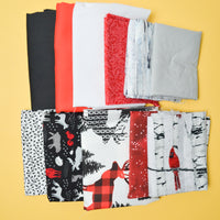 Red, Black + White Mixed Weight Woven Fabric Bundle