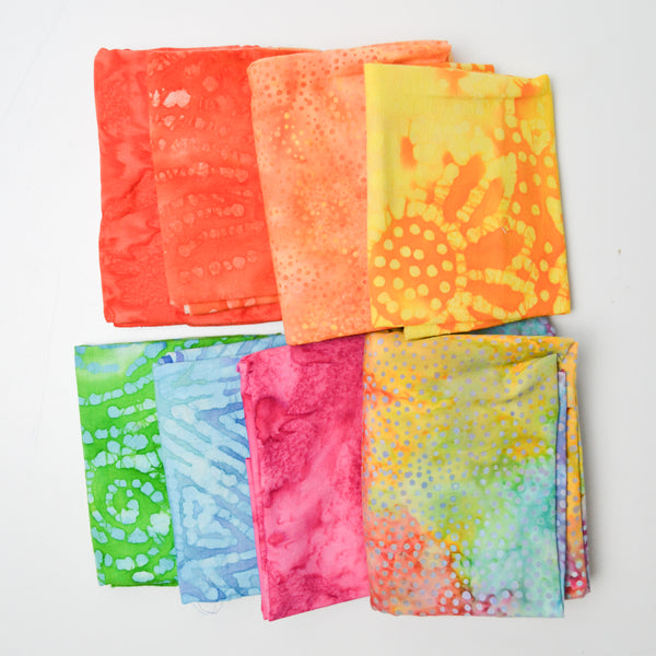 Rainbow + Batik Quilting Weight Woven Fabric Bundle