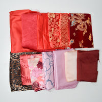 Red + Pink Silky Woven Fabric Bundle