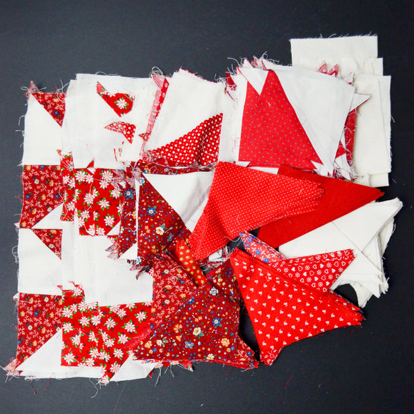 Red + White Pieced Fabric Square Bundle