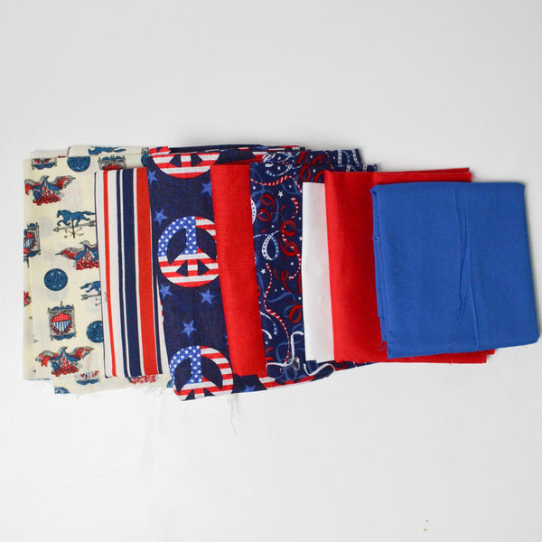 Red, White + Blue Quilting Weight Woven Fabric Bundle