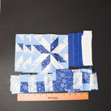 Blue + White Snow Print Pieced Fabric Bundle