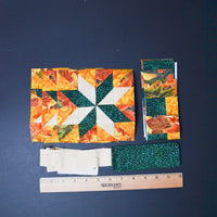 Green, White + Orange Autumnal Pieced Fabric Bundle