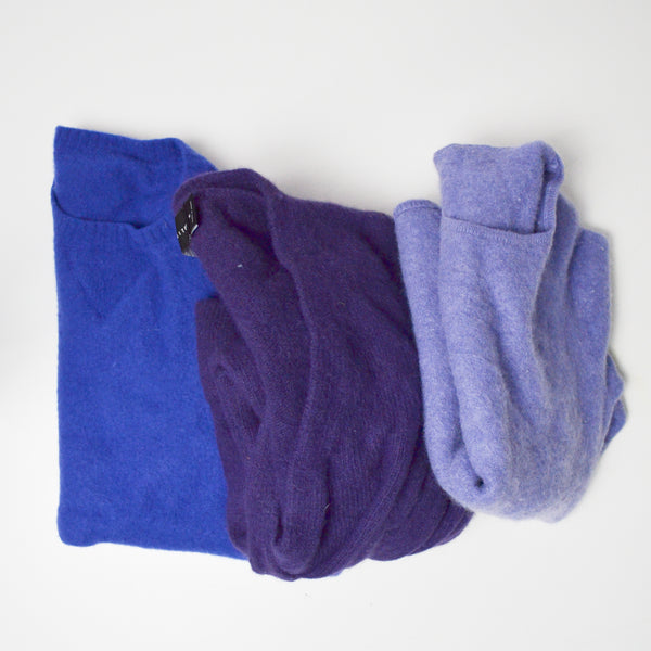 Blue + Purple Felted Wool Sweater Bundle