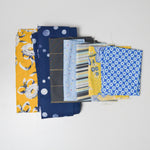 Blue, Yellow + Gray Woven + Quilting Cotton Bundle