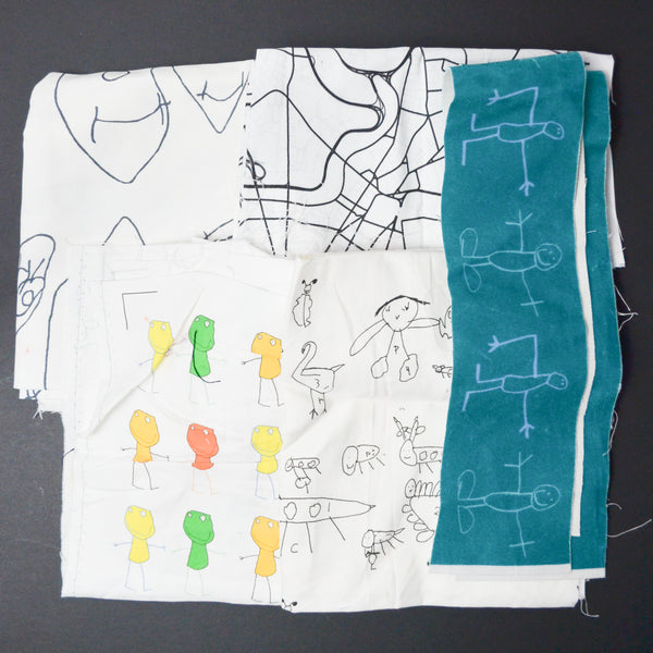 Kids Drawings + Boston Map Printed Fabric Bundle