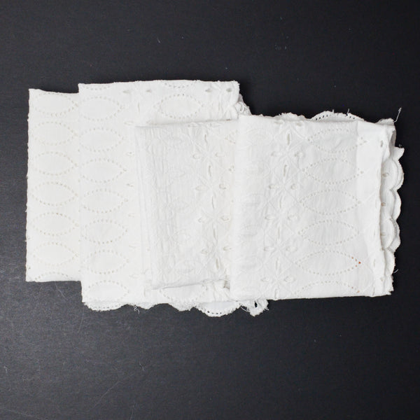 White Eyelet Lace Runners - Set of 4
