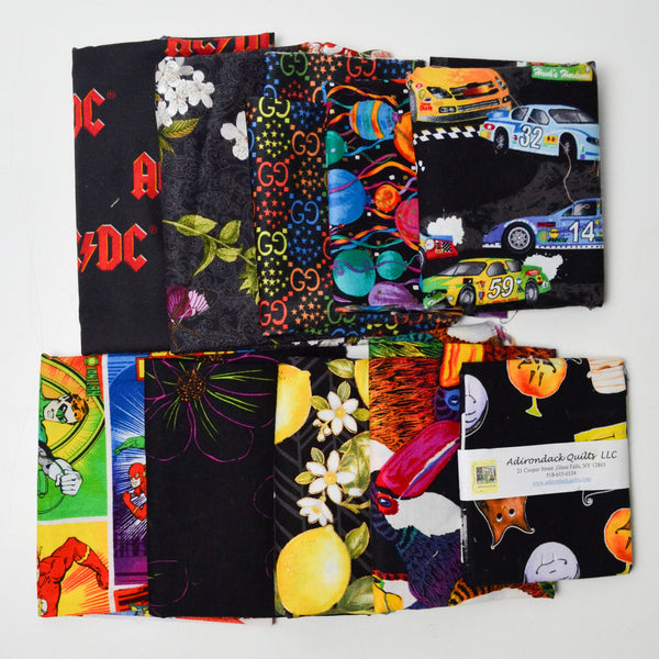 Dark Colorful Patterned Quilting Weight Woven Fabric Bundle