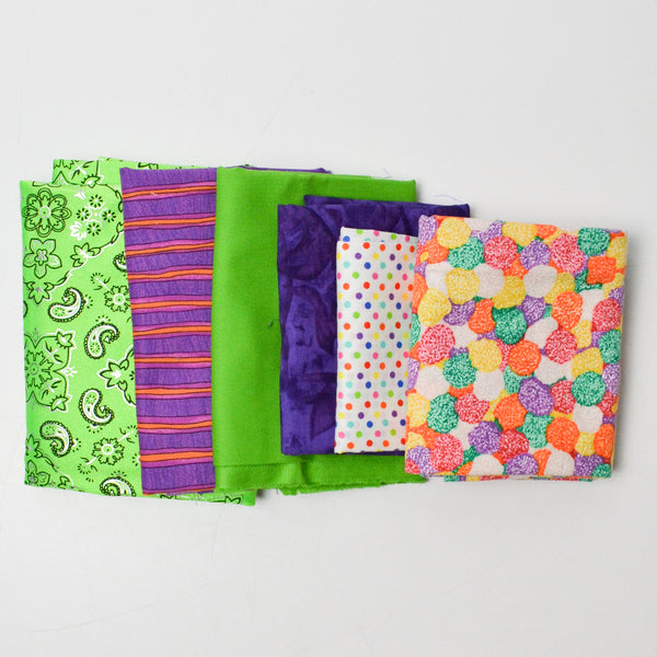 Green + Purple Mixed Weight Fabric Bundle