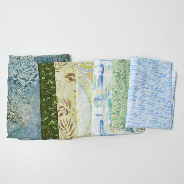 Blue + Green Mixed Weight Woven Fabric Bundle
