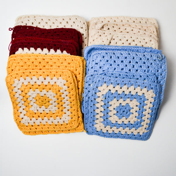 Crochet Granny Square Bundle, 8.5" x 8.5", Set of 32