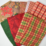 Red, Green + Brown Flannel Fabric Bundle