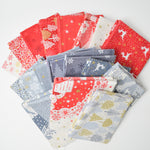 Red, Gray, Silver + Gold Christmas/Winter Quilting Cotton Bundle