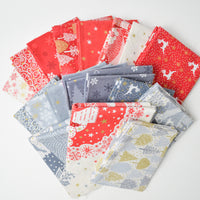 Red, Gray, Silver + Gold Christmas/Winter Quilting Cotton Bundle