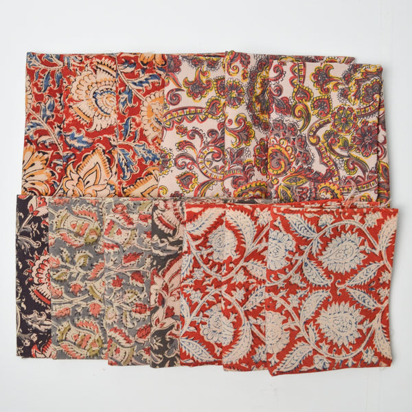 Red + Brown Paisley Block Print Pattern Quilting Cotton Bundle