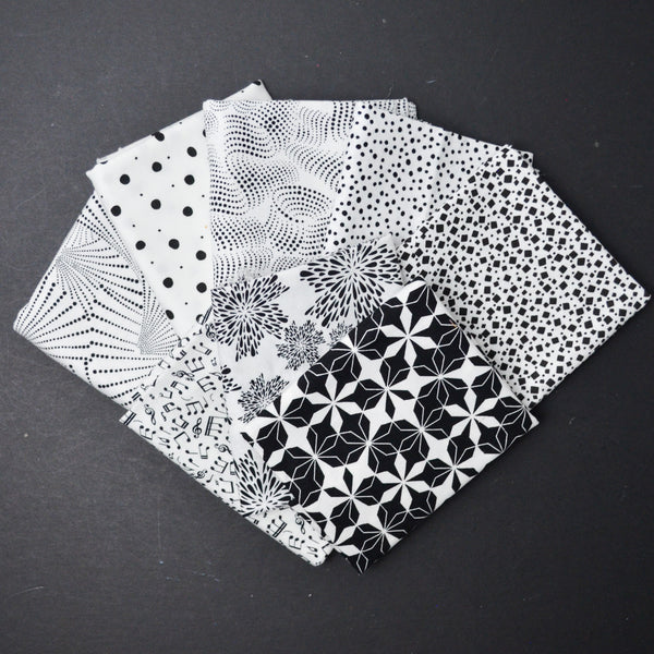 Black + White Printed Quilting Weight Woven Fabric Bundle