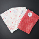 White + Red Printed Quilting Weight Woven Fabric Bundle