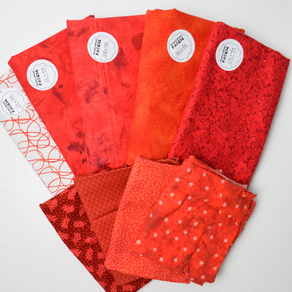 Red Quilting Weight Woven Fabric Bundle