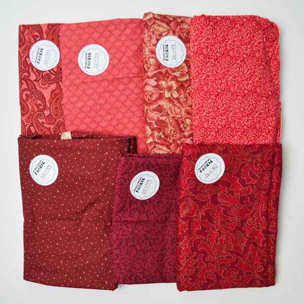 Maroon + Red Quilting Weight Woven Fabric Bundle