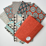 Burnt Orange, Teal + Cream Print Quilting Weight Woven Fabric Bundle