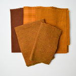 Orange + Brown Plaid Flannel Woven Fabric Bundle