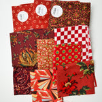 Red + Green Printed Woven Fabric Bundle