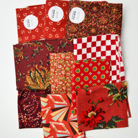 Red + Green Printed Woven Fabric Bundle