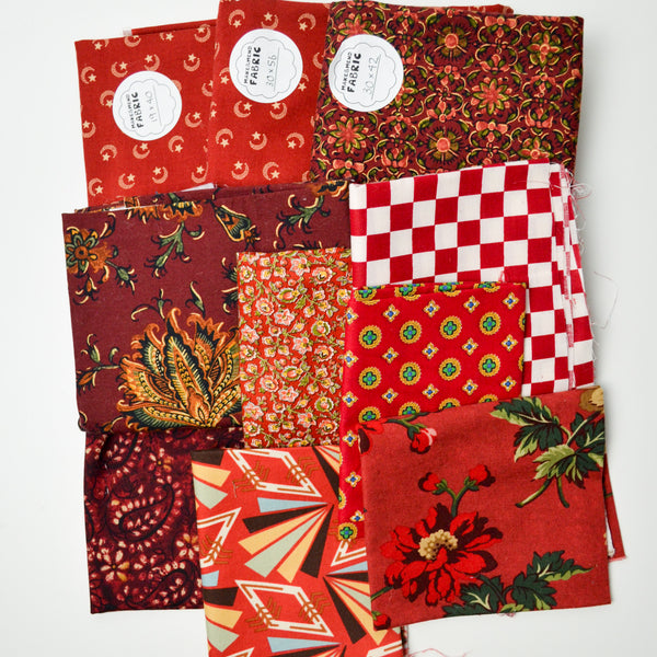 Red + Green Printed Woven Fabric Bundle