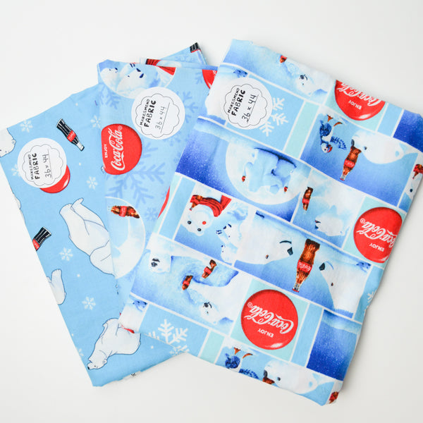 Polar Bear Coca Cola Print Woven Fabric Bundle