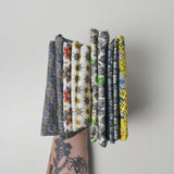 Yellow, Blue + White Floral Print Woven Fabric Bundle