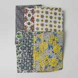 Yellow, Blue + White Floral Print Woven Fabric Bundle