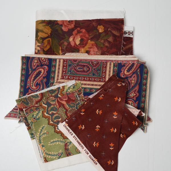 Dark Floral + Paisley Mixed Woven Fabric Remnant Bundle