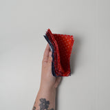 Red, Blue + White Floral + Paw Print Cut Quilting Weight Fabric Bundle - 5" Squares