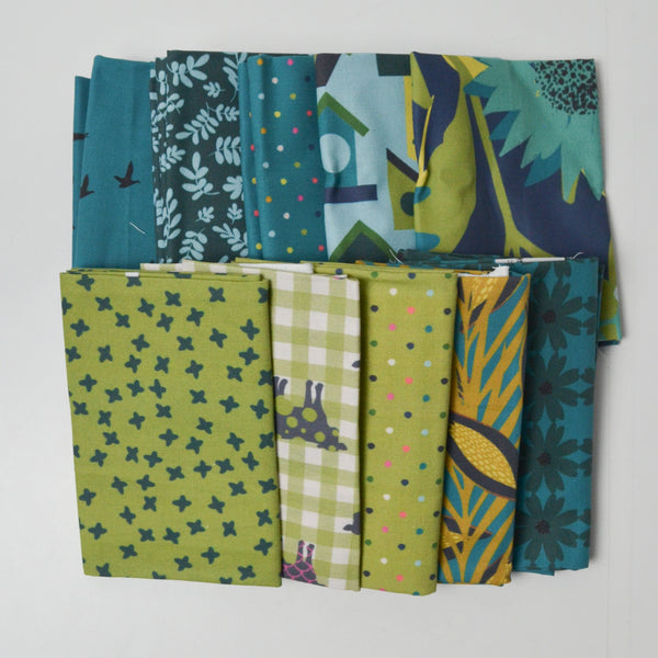 Green + Teal Nature Digital Print Woven Fabric Bundle