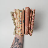Dusty Pink + Off White Floral Print Woven Fabric Bundle