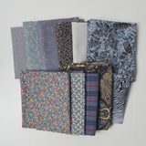 Gray, Purple + Blue Printed Quilting Weight Woven Fabric Bundle