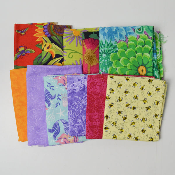 Rainbow Colorful Nature + Floral Print Quilting Weight Woven Fabric Bundle