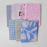 Pastel Pink + Blue Printed Mixed Weight Woven Fabric Bundle