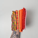 Rainbow Colorful Plaid + Warm Tone Solid Woven Fabric Bundle