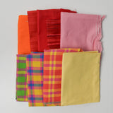 Rainbow Colorful Plaid + Warm Tone Solid Woven Fabric Bundle