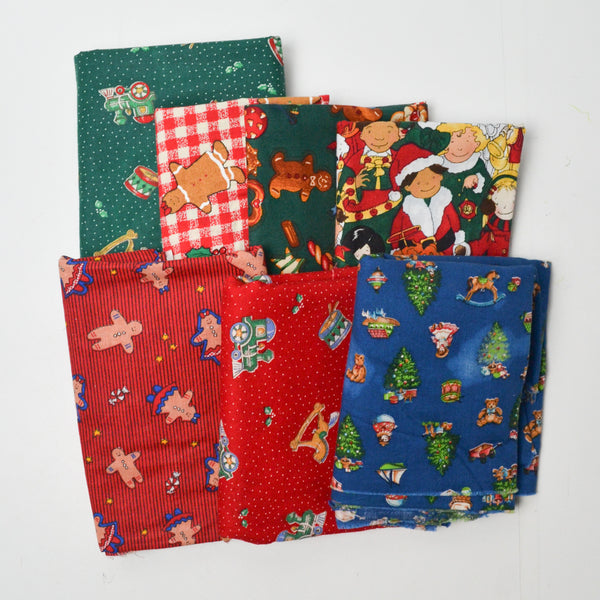Gingerbread + Christmas Toy Print Quilting Weight Woven Fabric Bundle