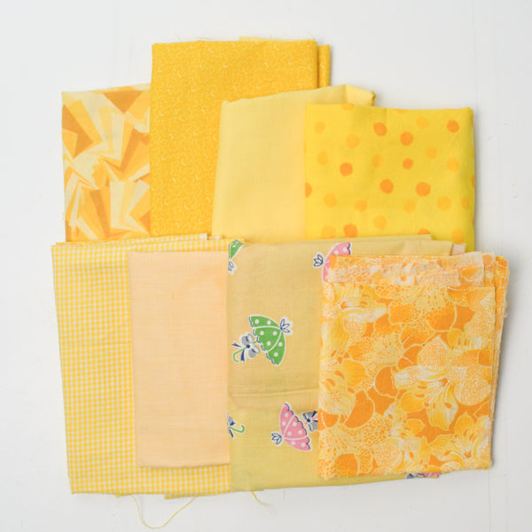 Yellow Gingham + Printed Woven Fabric Bundle
