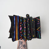 Black + Rainbow Geometric Print Quilting Weight Woven Fabric Bundle