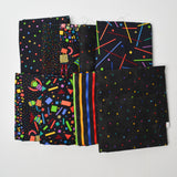 Black + Rainbow Geometric Print Quilting Weight Woven Fabric Bundle