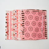 Pink, Brown + White Geometric Print Quilting Weight Woven Fabric Bundle - Half + One-Yard Pieces