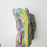 Blue, Green, Yellow + Pink Floral Cut Flannel Fabric Bundle - 60+ 9" Squares